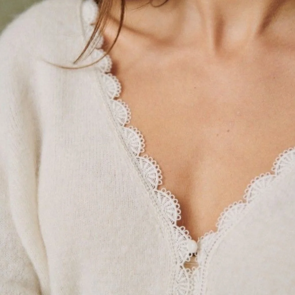 SEZANE Melina Cardigan Ecru Sz Small - Picture 3 of 9